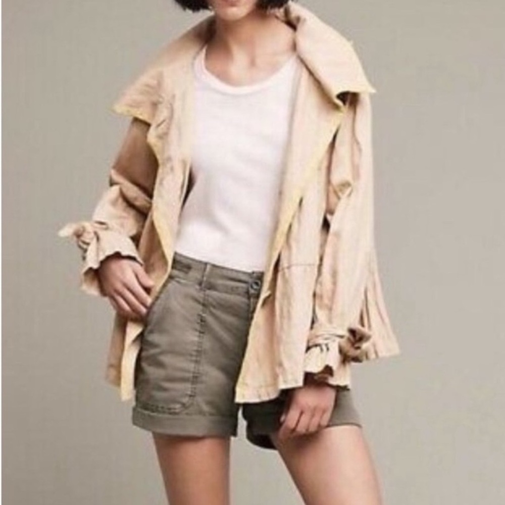 Anthropologie Hei Hei Tiered Hooded Bow Tie Wrist Swing Jacket